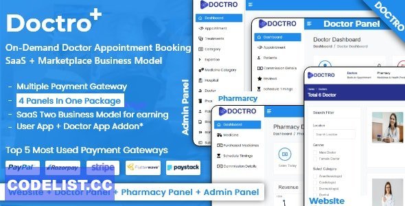 Doctro v10.0.0 - On-Demand Doctor Appointment Booking SaaS Marketplace Business Model - nulled