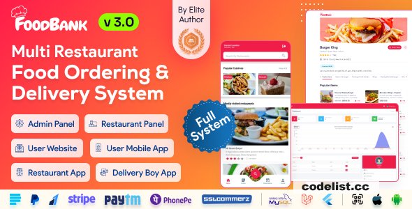 FoodBank Multi Restaurant v3.3 - Restaurant App with Admin & Restaurant Panel - nulled